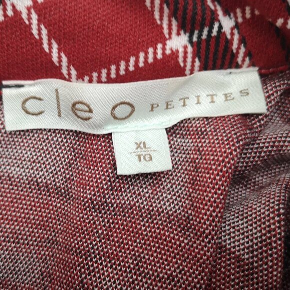 Cleo Petites Ladies Size XL Red Black & White Plaid Tunic Length Fooler Top - Picture 3 of 10